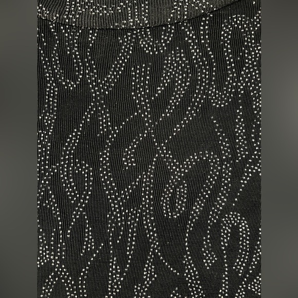 YMLA BLACK W/ SILVER SPECS MINI DRESS  SZ XL VINTAGE ACETATE MIX - Picture 5 of 8